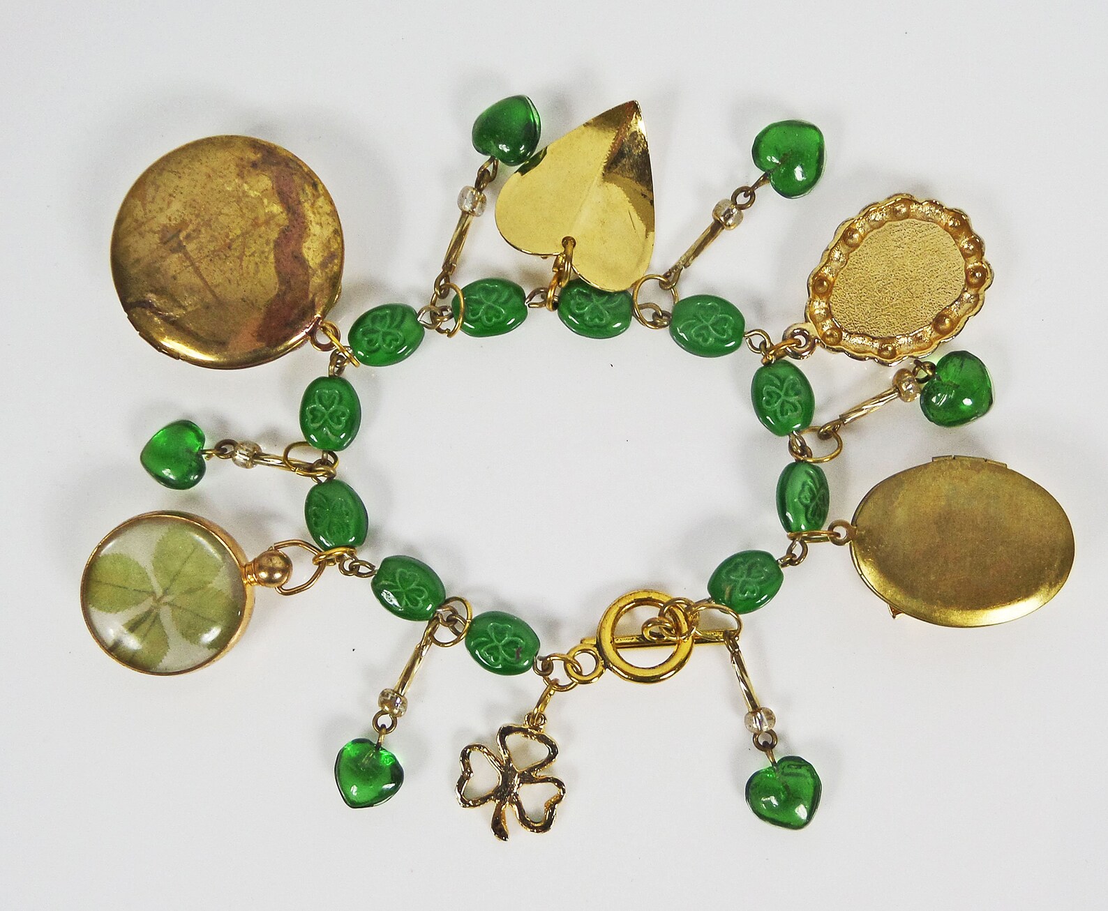 Handmade Irish Charm Bracelet 7 Locket Lucky Four Leaf Etsy