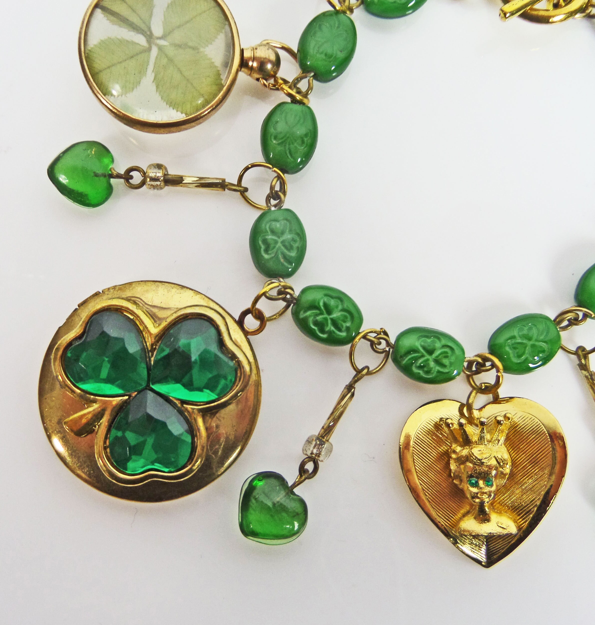 Handmade Irish Charm Bracelet 7 Locket Lucky Four Leaf Etsy