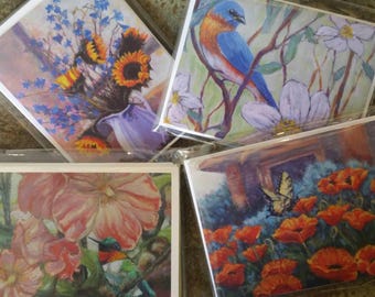 Assorted Cards, 4 pack, Card set, notecard, Gift cards, Art card, Greeting card, Small cards