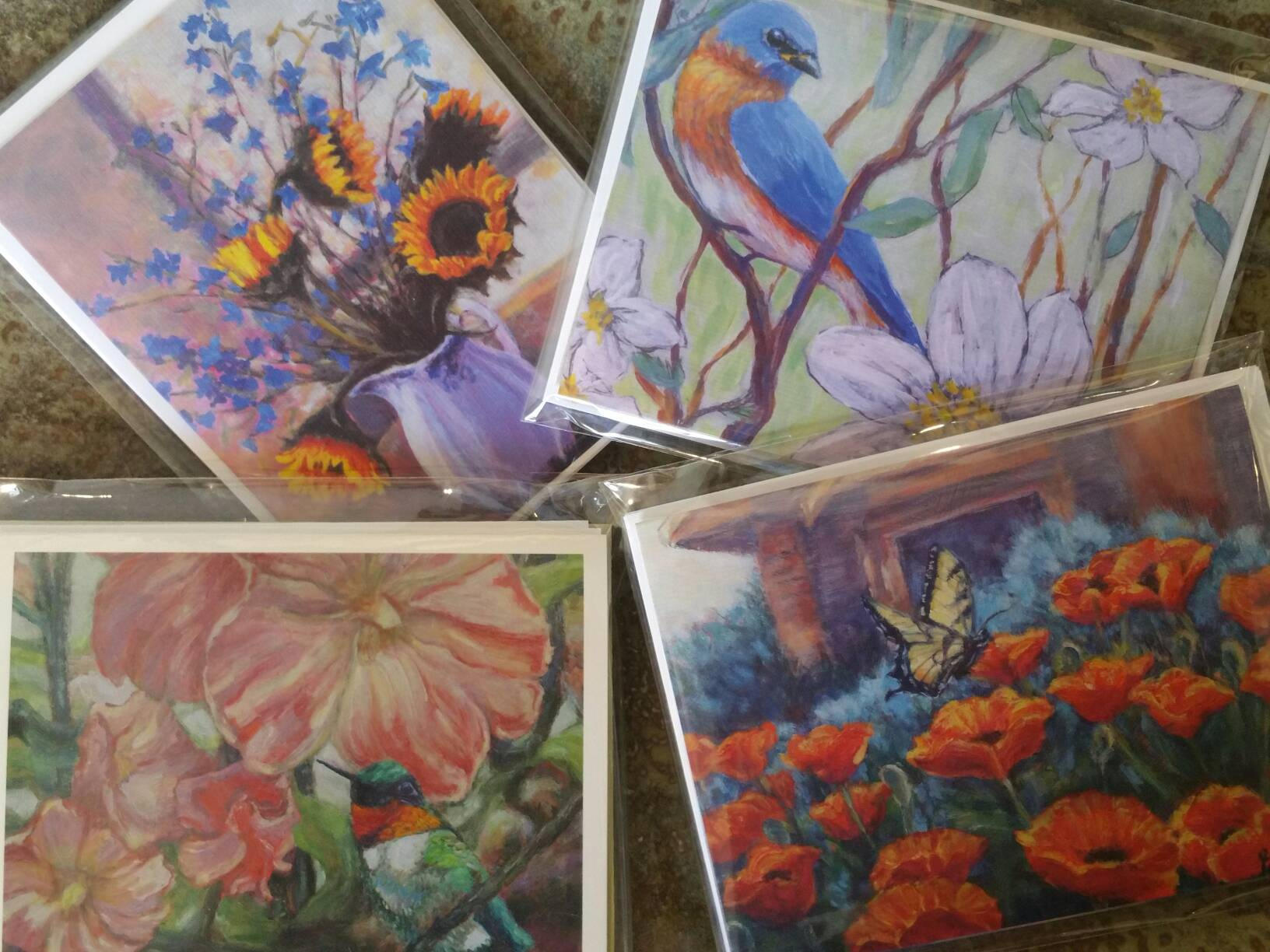 Assorted Cards 4 pack Card set notecard Gift cards Art Etsy