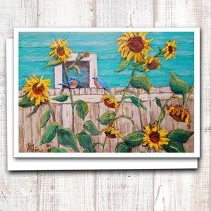 Note cards, Sunflower Cards, Blue bird cards, Floral Cards