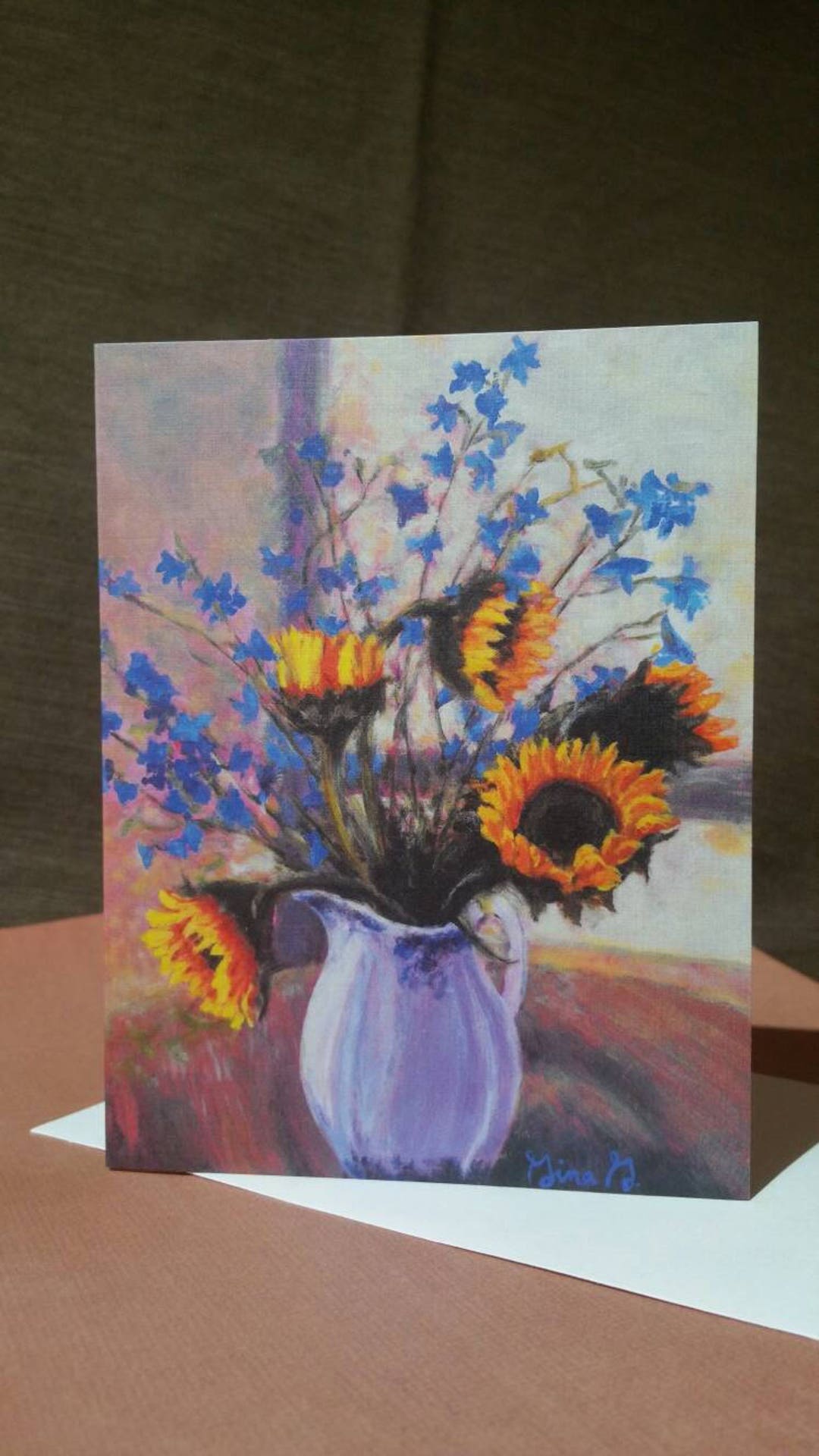 Sunflower Bouquet Art Card Set: Floral Greeting Cards, Blank Inside - Etsy