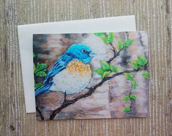 Cards, Bluebird Notecard, 4 pk, Bird Card, Cards with Bird, Art Card, Greeting Card, Small Gift, Gift for Bird Watcher