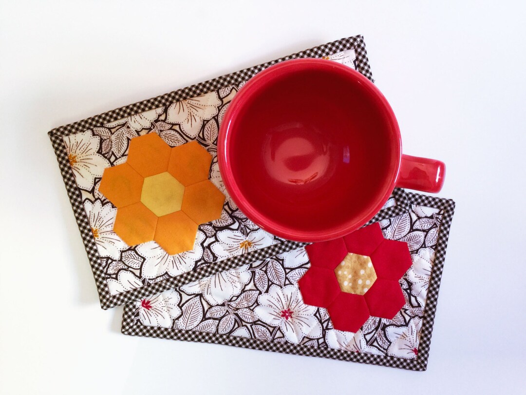 Mug Rugs, Mug Rug Sewing Kit With English Paper Piecing Paper Hexagons