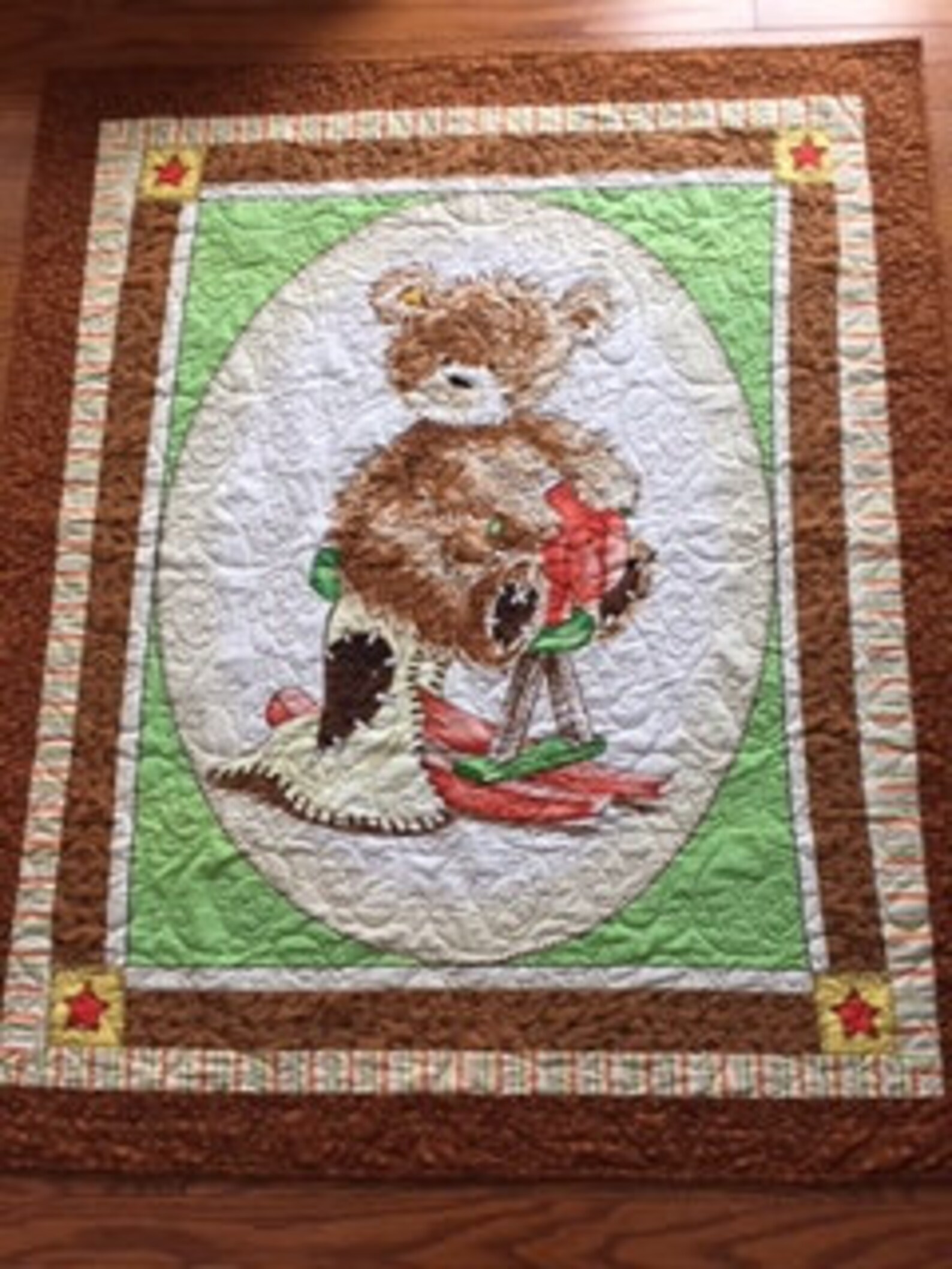 Teddy Bear Baby Quilt With Minky Fabric Gender Neutral Etsy