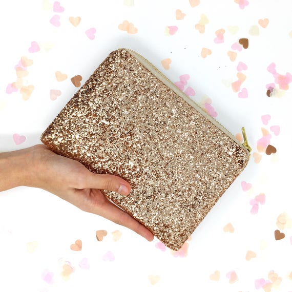rose gold sparkly bag