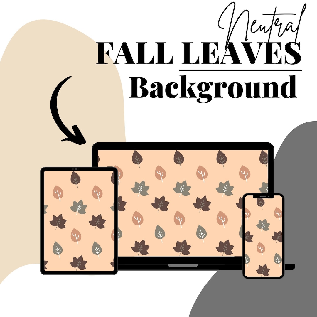 Neutral Fall Leaves Desktop Wallpaper Phone iPad Desktop Etsy