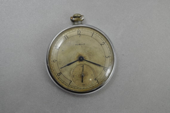RARE ! Vintage Soviet open face pocket Watch Molni