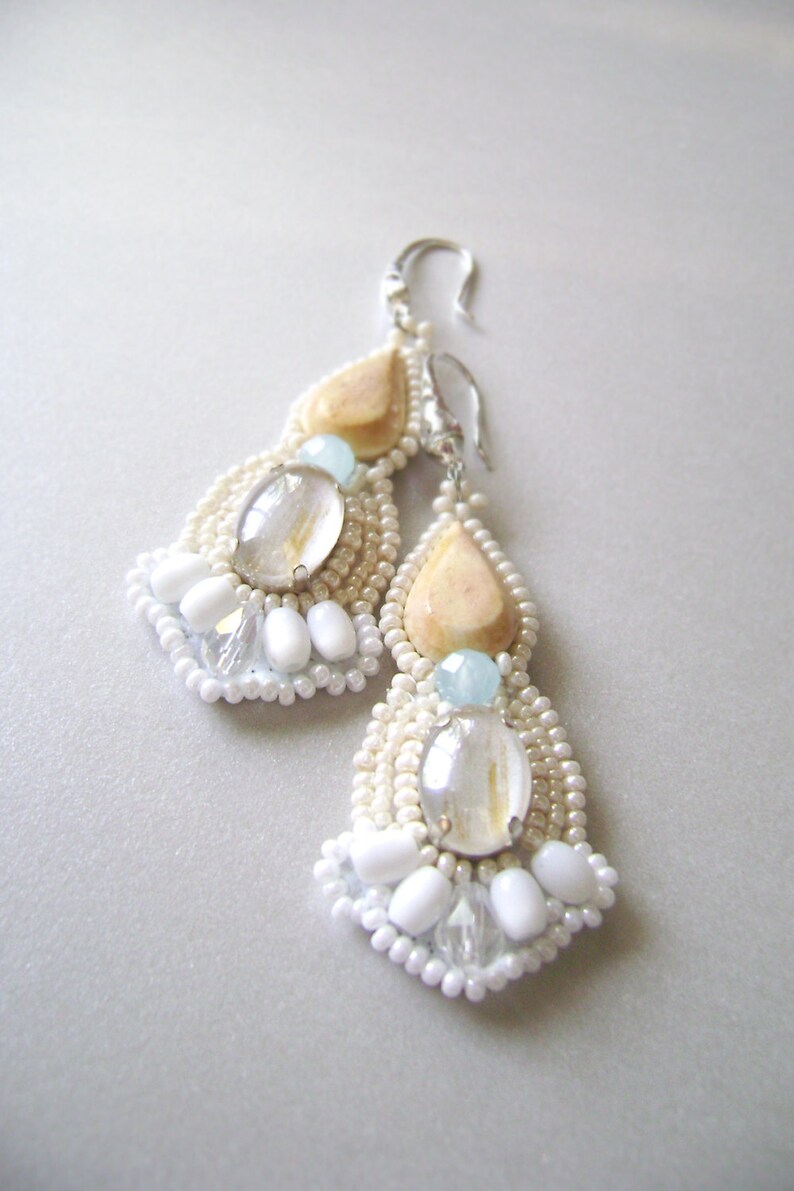 Dangle Earrings from beads. Earrings in pastel colors. Long Etsy