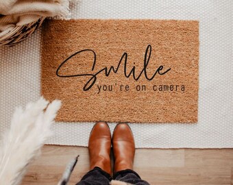 Smile You're On Camera | Doormat | Ring Camera | Housewarming Gift | Birthday Gift | Funny Doormats