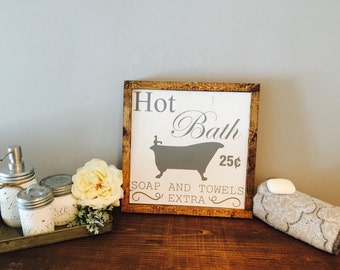 Vintage BathroomWood Sign