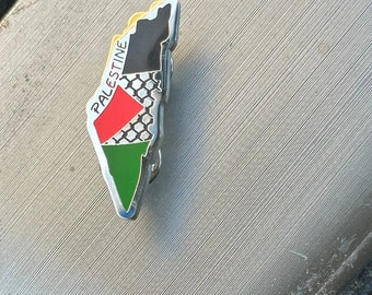 Palestine Enamel Pin Map w/ Keffiyeh Pattern