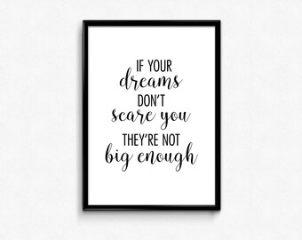 Positive Wall Art If Your Dreams Don/'t Scare You Dream Wall Art, Then They Aren/'t Big Enough Real Foil Print Rose Gold Home Decor
