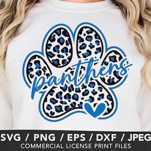 Panthers Paw Png, Panthers Paw Svg, Panthers voetbal Svg, Panthers Digital Print sublimatie, Panthers Leopard Paw, Panthers Pride Svg