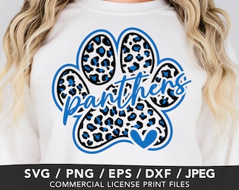 Arquivos SVG e PNG de Pata de Pantera para Camisetas, Design Limpo e Elegante para Espírito de Equipe Escolar PNG