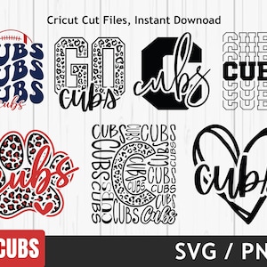 Cubs bundel SVG, welpen bundel png, team mascotte ontwerp, Cricut cut-bestanden, SVG png bundel set, welpen kleding, welpen sublimatie tshirt overdracht