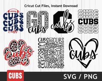 Cubs Bundle Svg, Cubs Bundle Png, Team Mascot Design, Cricut Cut Files, SVG PNG Bundle Set, Cubs Apparel, Cubs Sublimation tshirt transfer
