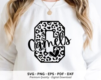 Camels Png, Game Day Sports Shirt, Camels Svg, School Mascot Png, Camels Leopard Svg, Varsity Letter C,  Camels Script Png, Instant Download