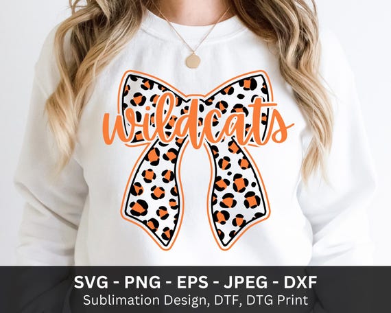 Wildcats Svg Png Digital Download, Leopard Bow Mascot, Elementary Sports Shirt