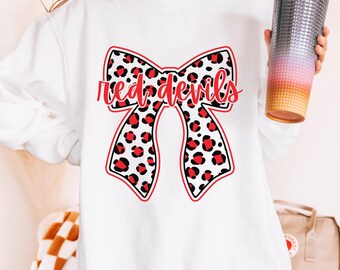 Custom School Team Name PNG, Custom Leopard Bow Mascot, Sports Team Shirt, Personalized Football Png, Digital Sublimation Designs