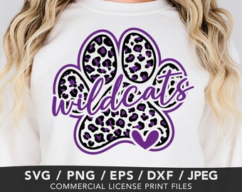 Pata de Wildcats em SVG e PNG, SVG de Líder de Torcida dos Wildcats, Camiseta Sublimada dos Wildcats, PNG de Mãe de Líder de Torcida, SVG de Espírito Escolar dos Wildcats, SVG de Futebol Americano dos Wildcats