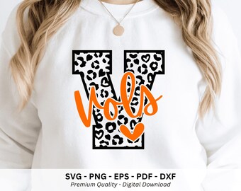 Vols Png, Game Day Sports Shirt, Vols Svg, School Mascot Png, Vols Leopard Svg, Varsity Letter V,  Vols Script Png, Instant Download