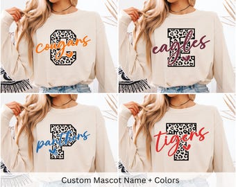 Custom Mascot Name PNG Design, Personalized School Spirit Shirt, Editable Team Mascot Text and Color, Digital Download