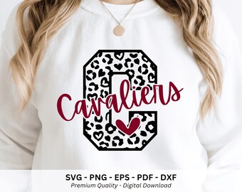 Cavaliers Mascot Png Svg, Trendy Sports Shirt, Preppy Cavaliers, School Spirit Png, Leopard Alphabet C, Digital Download