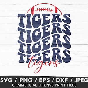 Tigers Football Png Svg, Touchdown Season, Tigers Cheer Mascot Design, Tigers Stacked Png, Tigers Spirit Wear, Tigers Football Png, DTF, DTG