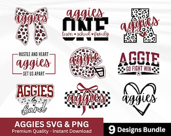 Aggies Svg Bundles, Aggies Png Bundle Set, School Spirit, Aggie Shirts, Game Day Clipart