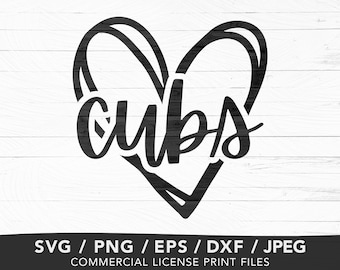 Cubs Heart SVG PNG Baseball Team Mascot Design for Gameday Shirts and Fan Decals