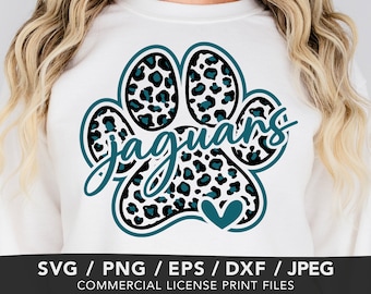 Arquivos SVG dos Jaguars, PNG para sublimação em camisetas, time de futebol americano do ensino médio dos Jaguars, download instantâneo