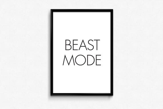 Gym Wall Art Beast Mode Scandinavian Print Quote Work Etsy