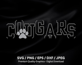 Cougars Cheer Paw SVG PNG Design, Cougar Varsity, Cricut Cut File, Instant Download