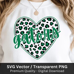 Gators Heart Svg Png, Gators DTF Digital, Leopard Print Heart Mascot, Gators Sports Clipart, School Spirit Shirt Png, Gators Merch