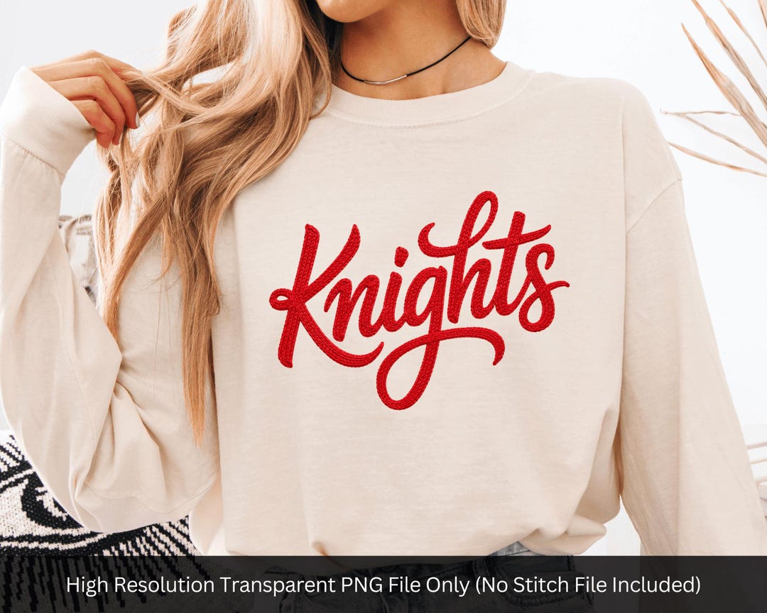 Knights Hand Knitted PNG Script Sublimation Design, Faux Knit Team ...