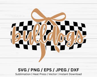 Koszulka Checkered Bulldogs Png, School Spirit Svg, Game Day Png, Kokarda Bulldogs Png, Odzież Team Spirit, Sublimacja Png