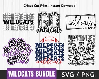Wildcats Team Mascot SVG PNG Bundle, Sports Shirt Design (Digital Download)