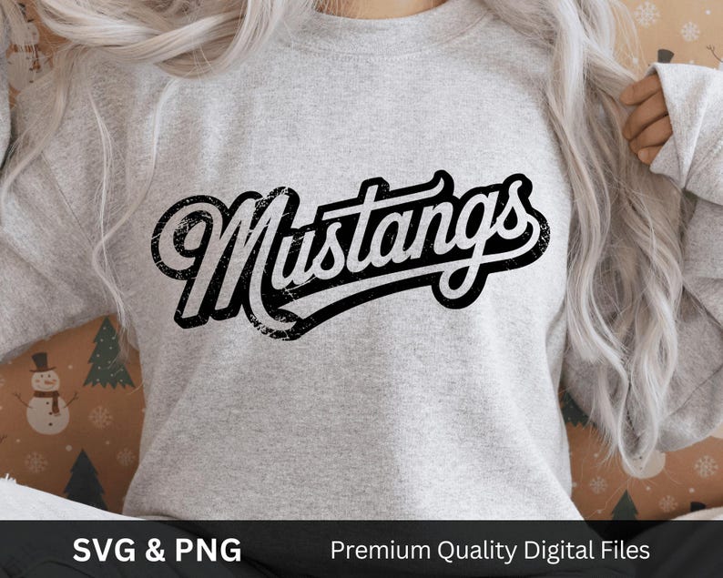 Retro Mustangs Png in Script Font, Mustangs Football Logo, Grunge Team ...