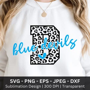 Blue Devils SVG PNG, Team Spirit Shirt, Mascot Designs Png, High School Spirit Wear, Ready to Press, Blue Devil Mascot Png, Game Day Pride