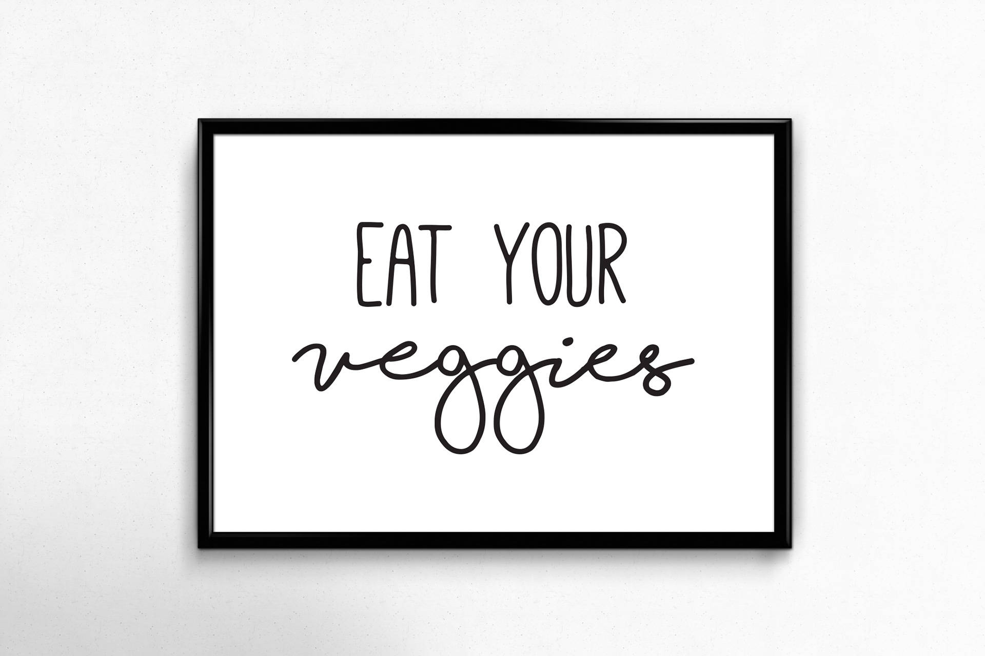 Eat Your Veggies Black White Prints Eat Printable Kitchen Etsy España