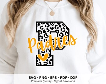 Padres Png, Game Day Sports Shirt, Padres Svg, School Mascot Png, Padres Leopard Svg, Varsity Letter P,  Padres Script Png, Instant Download