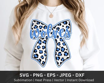 SVG- und PNG-Downloads des Wolfs-Leoparden-Schleifen-Maskottchens für Sportshirts