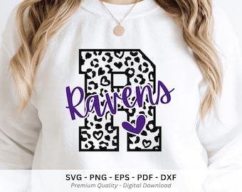 Ravens Png, Game Day Sports Shirt, Ravens Svg, School Mascot Png, Ravens Leopard Svg, Varsity Letter R,  Ravens Script Png, Instant Download