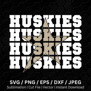 Huskies PNG, Huskies SVG Download, Editable Color, Huskies Star, Mascot, Cricut, Cut File, Vector, Image, Sublimation, Png, Eps, Dxf, Dtf