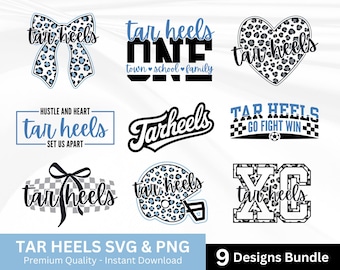 Tar Heels Svg Png Bundle for Sports Team Shirt, Tarheel Mascot Png, Digital Download