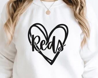 Reds Png, Reds Svg, School Spirit Shirt, Gameday Png, Heart Mascot Design, Sublimation Download