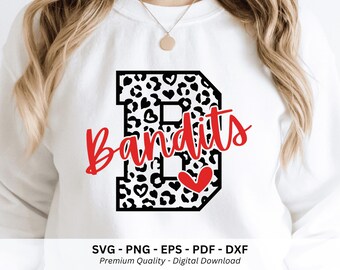 Bandits Svg, Bandits Png Files, Bandits Baseball Football Basketball Soccer School Mascot Shirt Png, Sublimation Design, Digital Download