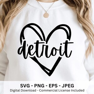 Detroit Heart SVG, Detroit Spirit Shirt, Detroit Heart png, Detroit Shirt Svg, Detroit Football, Detroit DTF, sublimatie ontwerpen downloads