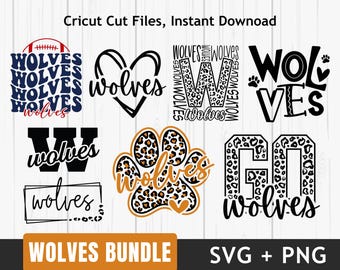Wolves Mascot SVG PNG Bundle, School Spirit Clipart, Game Day Sublimation